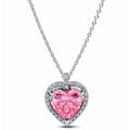 Collar Corazón Rosa Brillante con Circonitas