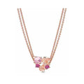 Collar de baño de oro rosa con flores y gemas rosadas