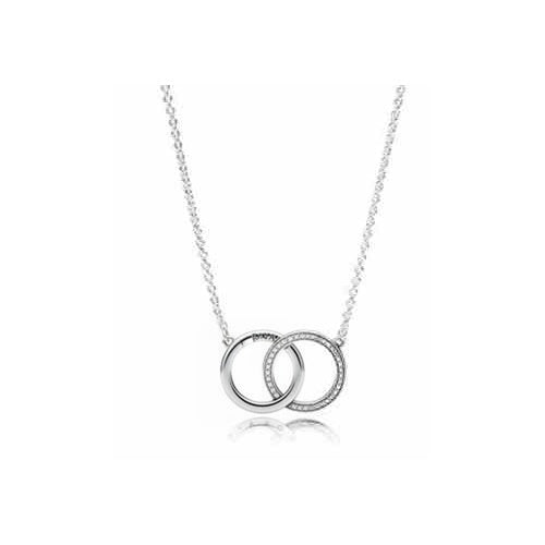 Collar Doble Anillo Interconectado Plateado