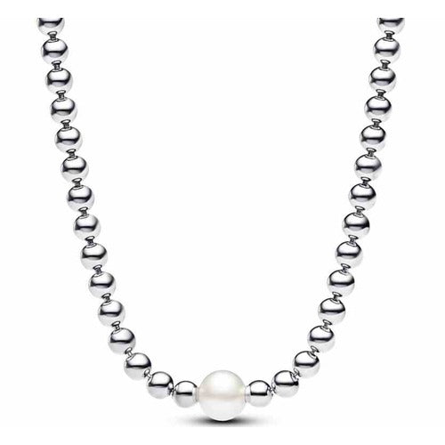 Collar de tipo Perlas y Bolitas Plateadas
