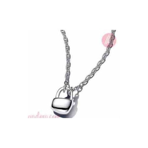Collar con dije de candado plateado