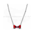 Collar de Moño Rojo y Cristal Rosa
