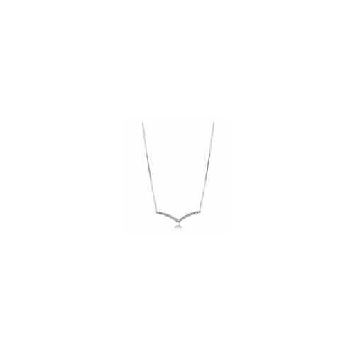 Collar con dije en V de plata y tipo diamantes