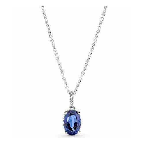 Collar de Plata con tipo Zafiro Ovalado y Circonitas