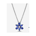 Collar Flor Azul de tipo Zafiro y Circonita Blanca