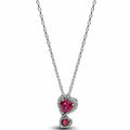 Collar Corazones Entrelazados con Circonita Roja y Cristales
