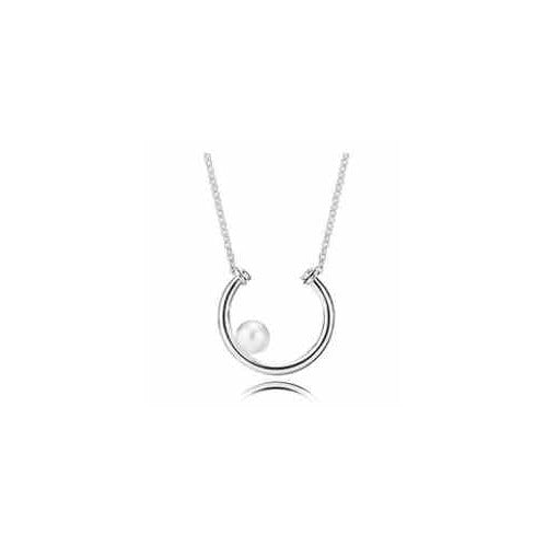 Collar Minimalista con tipo Perla y Aro Plateado