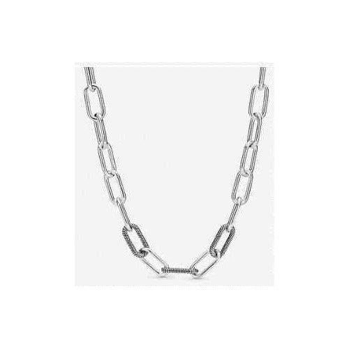 Collar Cadena Ovalada con Toque Rústico en Plata