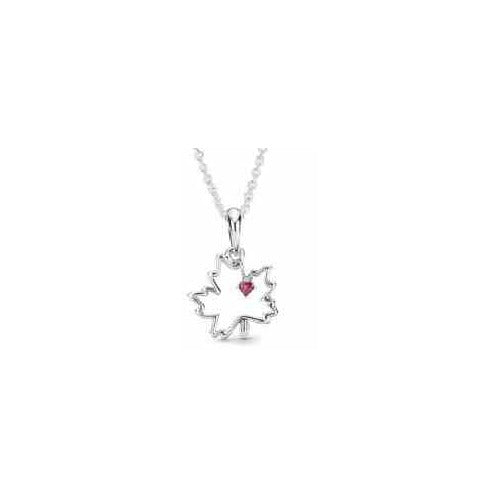 Collar Hoja de Arce con Corazón Rojo