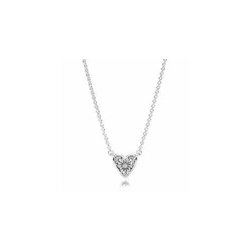 Collar Corazón Brillante Plateado