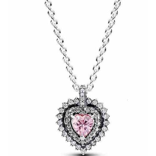 Collar Corazón Rosa Brillante