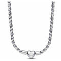 Collar con Corazón Plateado Trenzado