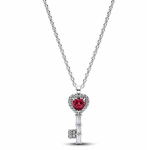 Collar de Llave Corazón con tipo Diamantes y tipo Rubi