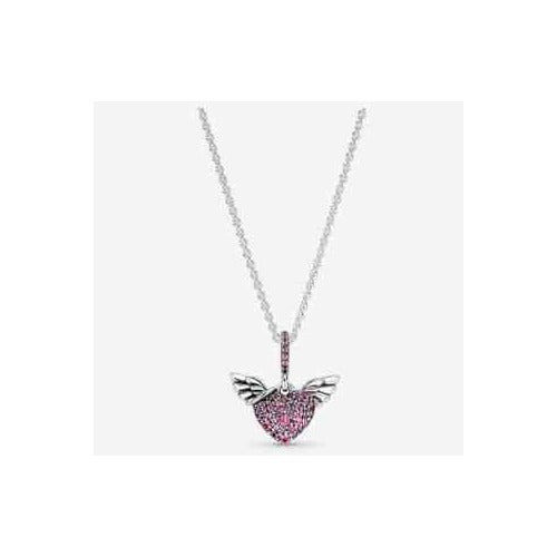 Collar Corazón Alado Rosa