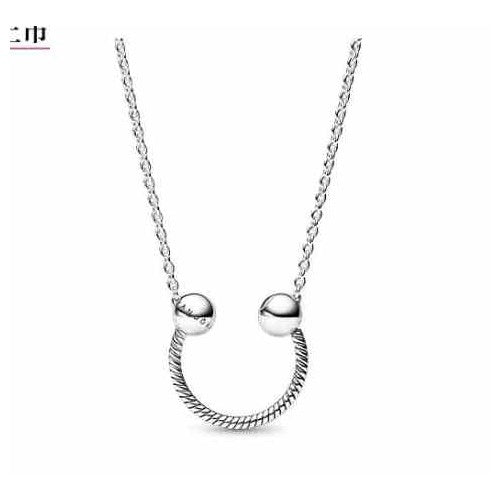 Collar Plata U Abierta con Bolas