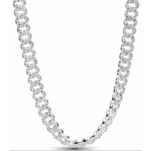 Collar Cubano Brillante Plateado
