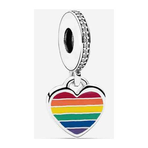 Charm Corazón Arcoíris Plata Esterlina