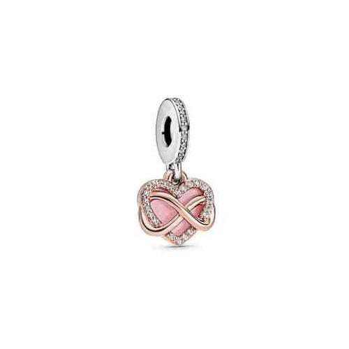 Charm Corazón Infinito Rosa y Plata