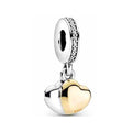 Dije Doble Corazón Amour Dorado y Plateado