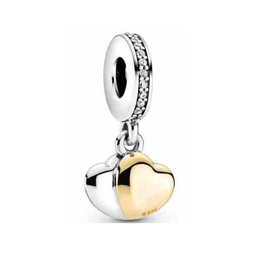 Dije Doble Corazón Amour Dorado y Plateado