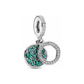 Charm Doble Círculo Esmeralda Radiante