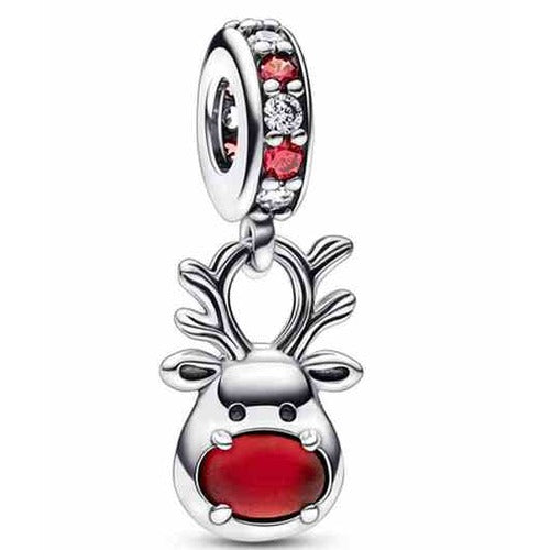 Charm Dije Reno Navideño con Piedras Rojas