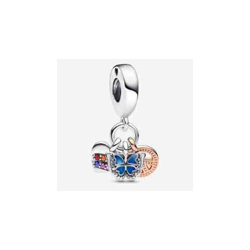 Charm Mariposa con Corazón y Brújula