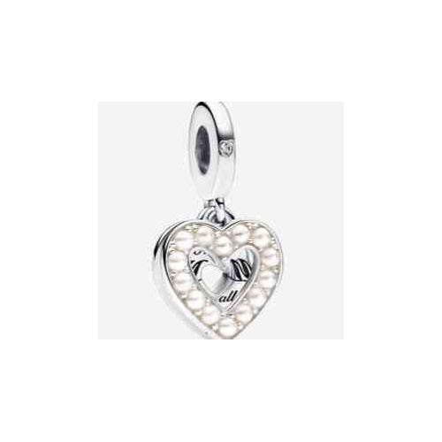 Corazón "You and me" con perlas