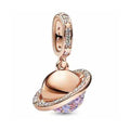 Charm Colgante Planeta Rosa con Circonitas Violetas
