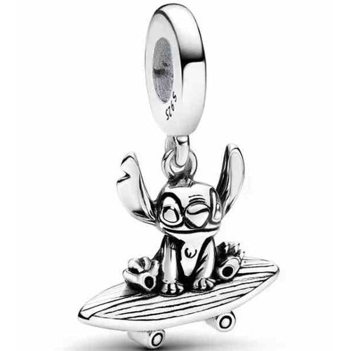 Charm Lilo y Stitch Patineta Plata S925