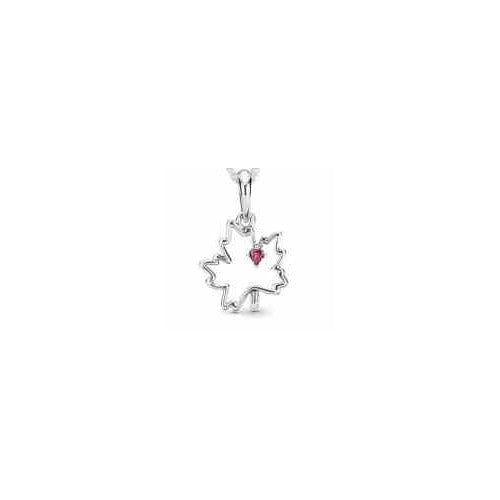 Dije Hoja de Arce con Corazón de Rubí