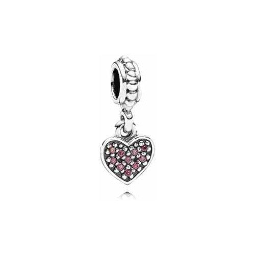 Corazón Brillante con Circonitas Rosas