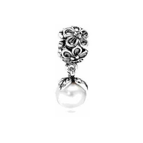 Charm Colgante "Flores y Perla"