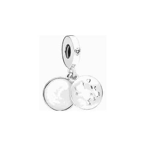 Colgante Doble Charms Mundo y Corazón
