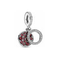 Dije Doble Círculo con Circonitas Rojas y Transparentes