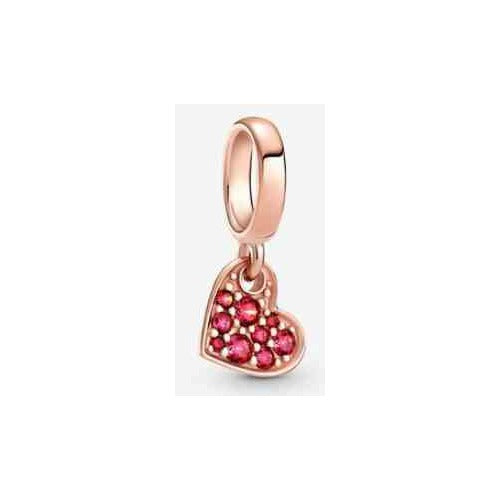 Colgante Tipo Pan Corazón Brillante en baño de oro rosa