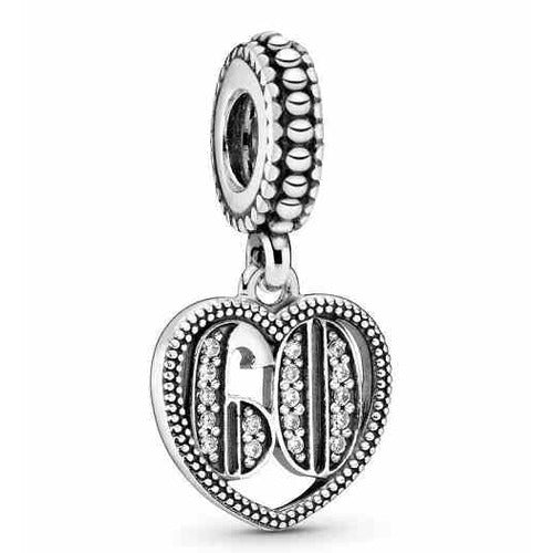 Charm Corazón "60" con circonitas cúbicas