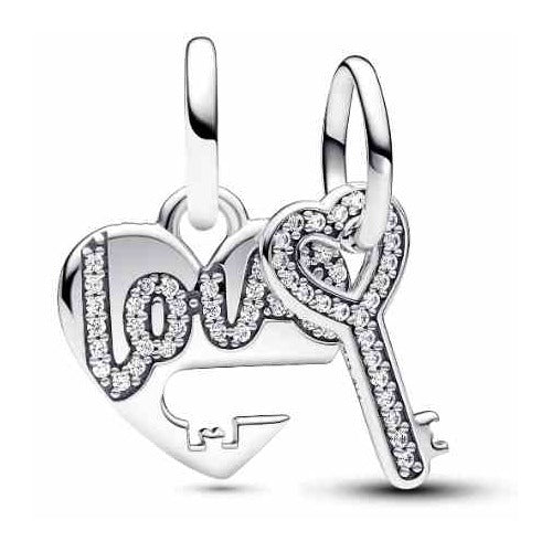 Corazón 'Love' con Llave de Plata