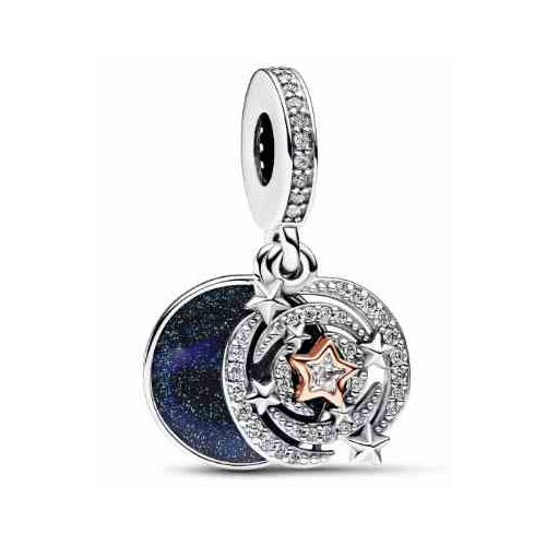 Charm Dije Luna y Estrellas Constelación Plateada