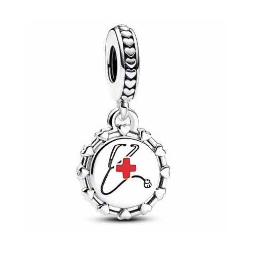 Charm Estetoscopio con Cruz Roja y Corazones