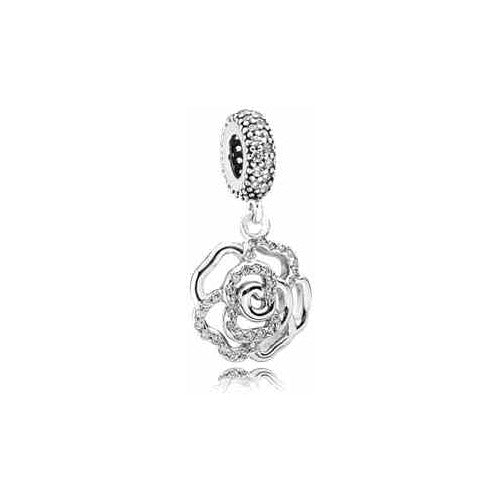 Charm Dije Flor Rosa Calada con Circonitas