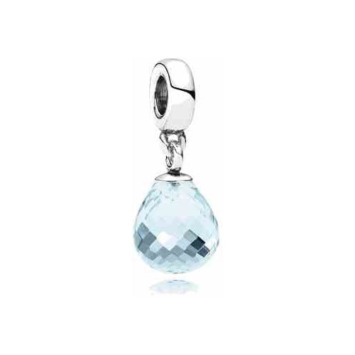 Charm Gota Luminosa de Plata y Cristal Azul