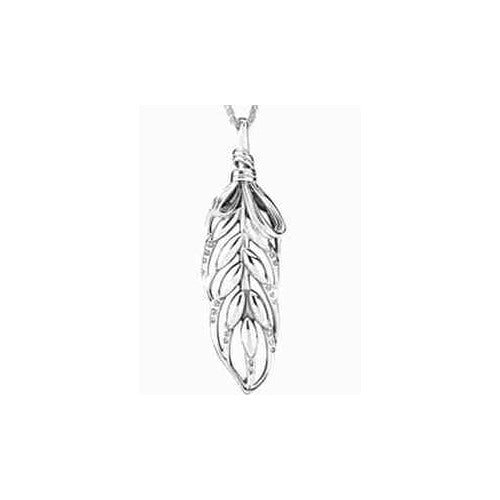 Dije Pluma Elegante con Detalles Calados
