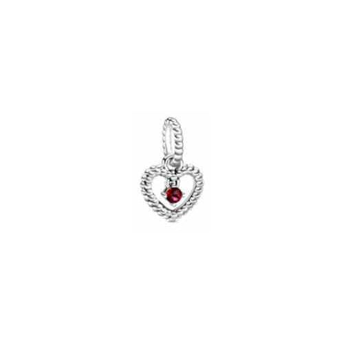 Corazón Encantado con Circonita Roja
