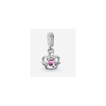 Charm Colgante Corona Radiante con Cristal Rosa