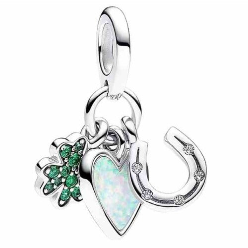 Charm Trébol, Corazón y Herradura de la Suerte