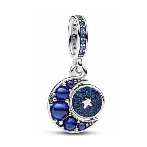 Colgante Luna y Estrella Azul Brillante