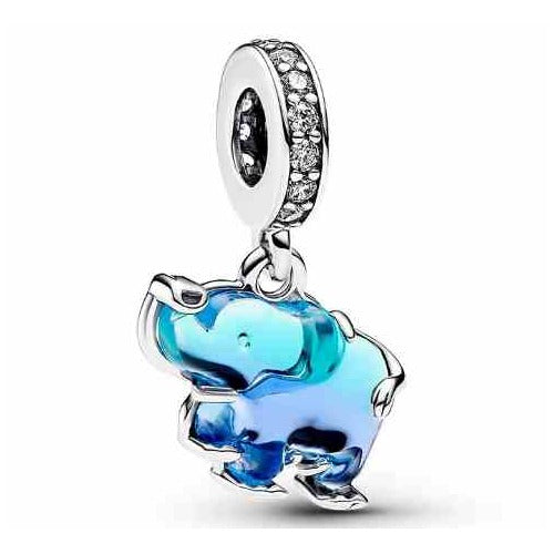 Charm Hipopótamo Azul Brillante