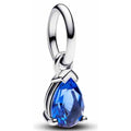 Charms de Plata con Zafiro Azul en Forma de Gota
