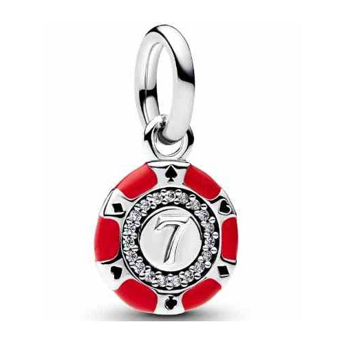Charm Dije Ficha de Póker '7' Brillante
